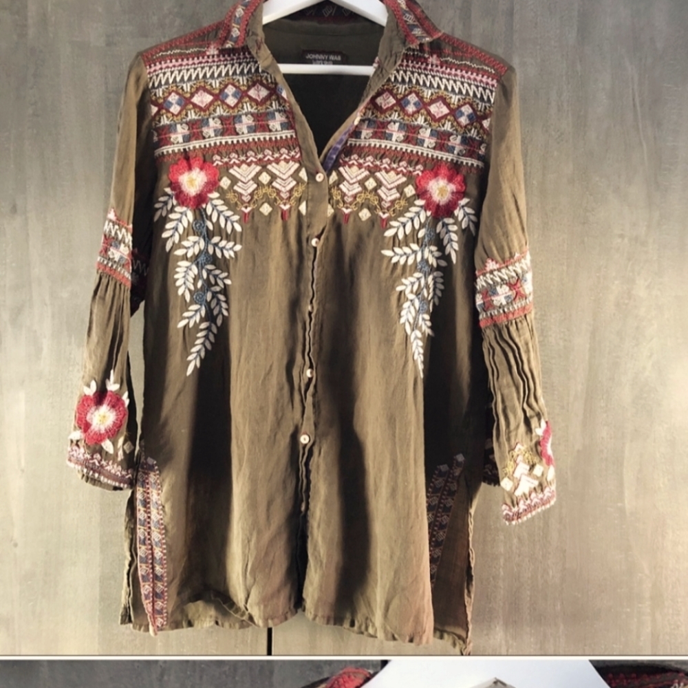 Johnny Was Freddie Flare top M EUC